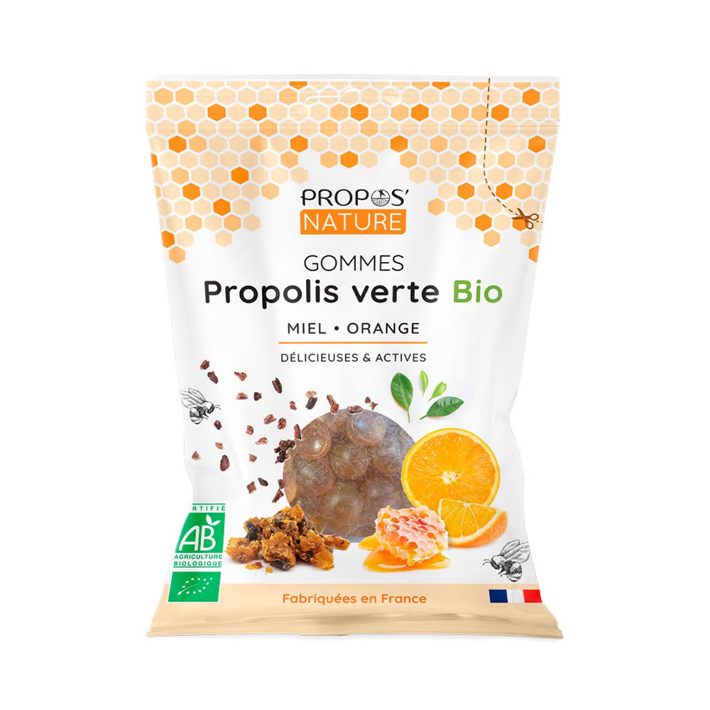 Propos'Nature Gommes Propolis Verte Miel Et Orange Bio 45g