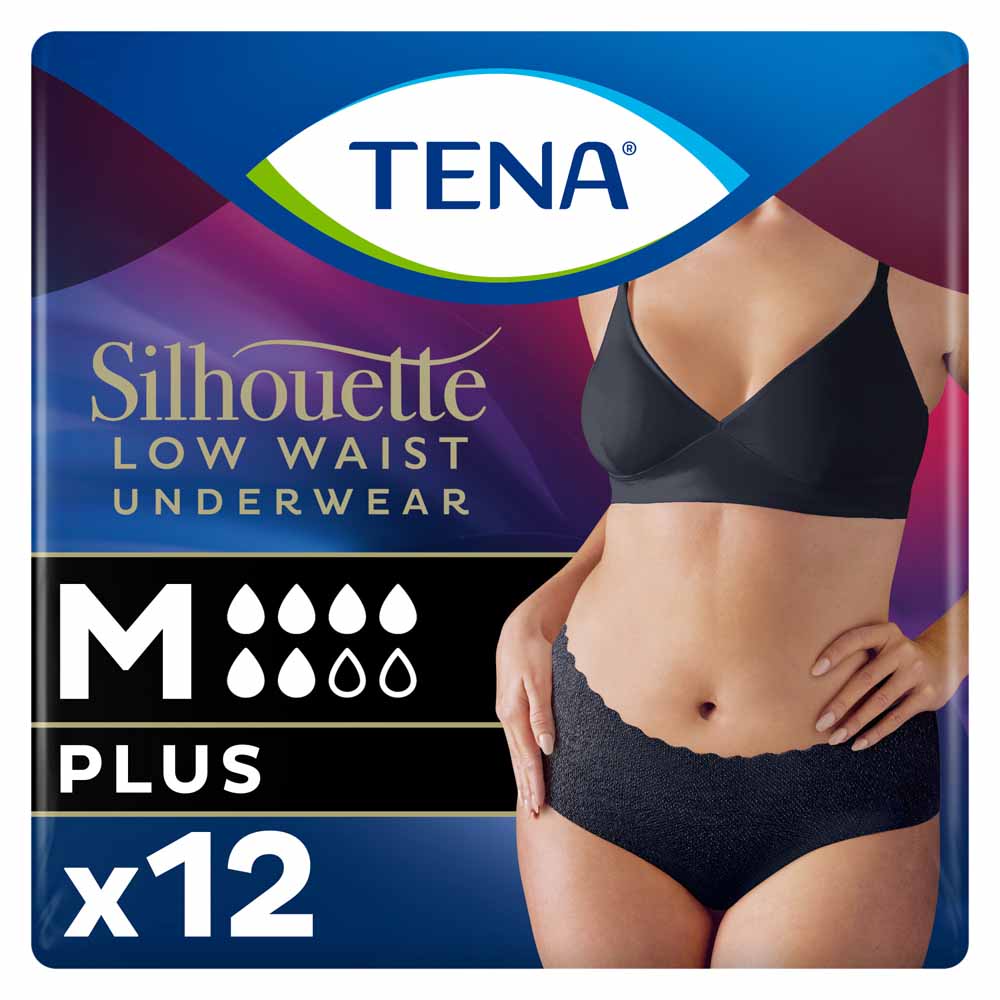 Tena Silhouette Protection Urinaire Sous-vêtement Femme Taille Basse Plus Noir