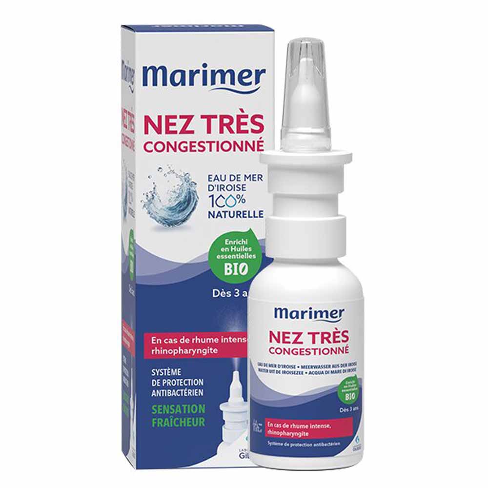 Marimer Spray Décongestion Nasale Eau de Mer aux Huiles Essentielles Bio 20ml