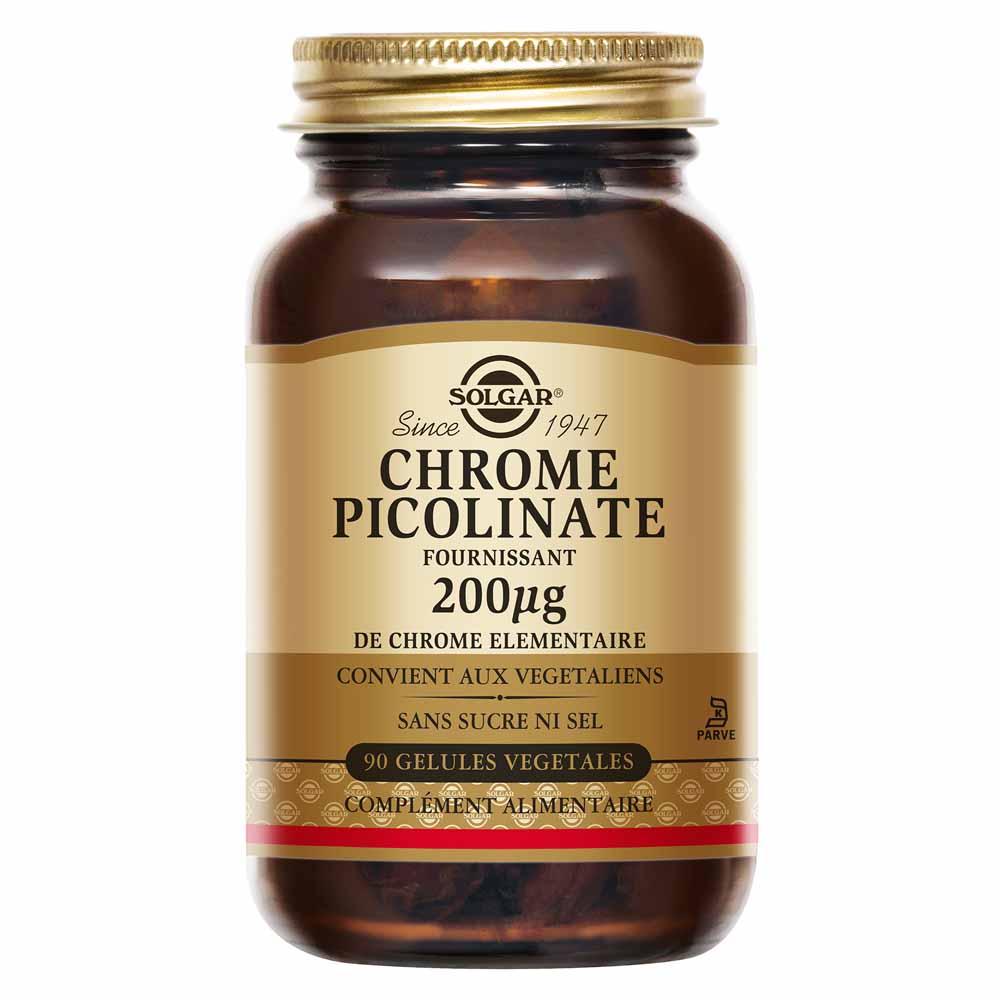 Solgar Chrome Picolinate 200 µg Maintien Glycémie Hautement assimilable 90 gélules végétales