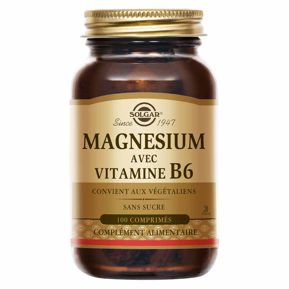 Solgar Magnésium avec Vitamine B6 Réduction de la fatigue Energie Sommeil 100 comprimés