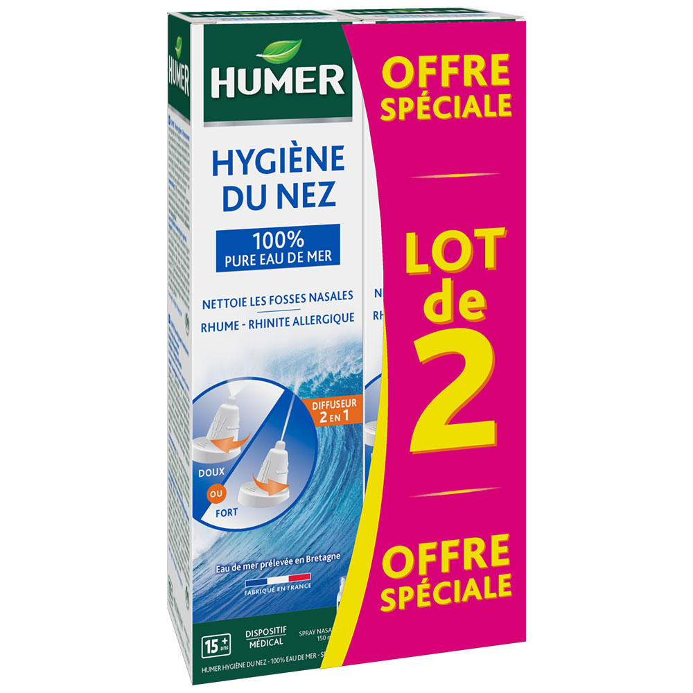 Humer Hygiène du Nez Eau de mer Isotonique Adultes 2x150ml