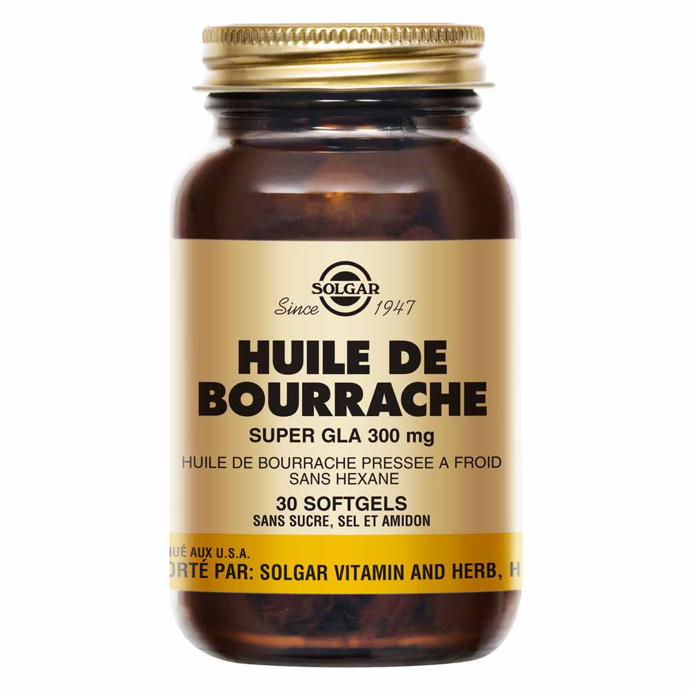 Solgar Huile de Bourrache 1300mg Super GLA Omega-6 Acide Gras Beauté Peau, Ongles, Cheveux 30 softgels