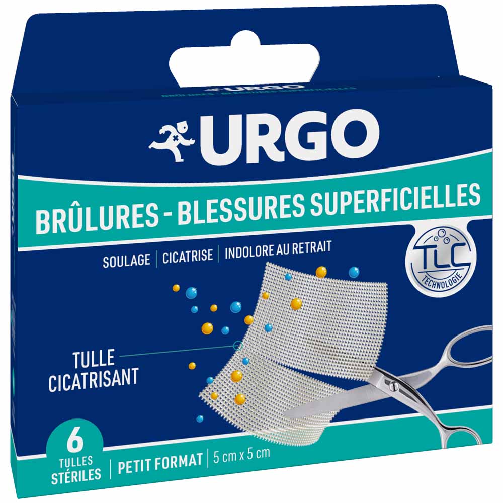 Urgo Brûlures Blessures Superficielles Tulles Stériles 5x5cm x6