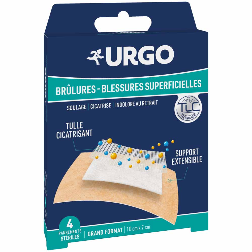 Urgo Pansements Brûlures Grand Format 10x7cm x4