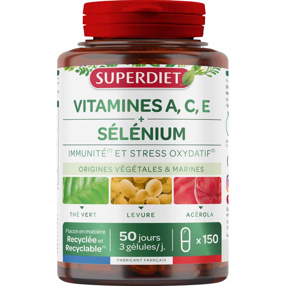 Superdiet Vitamine A, C, E Selenium 150 Comprimes