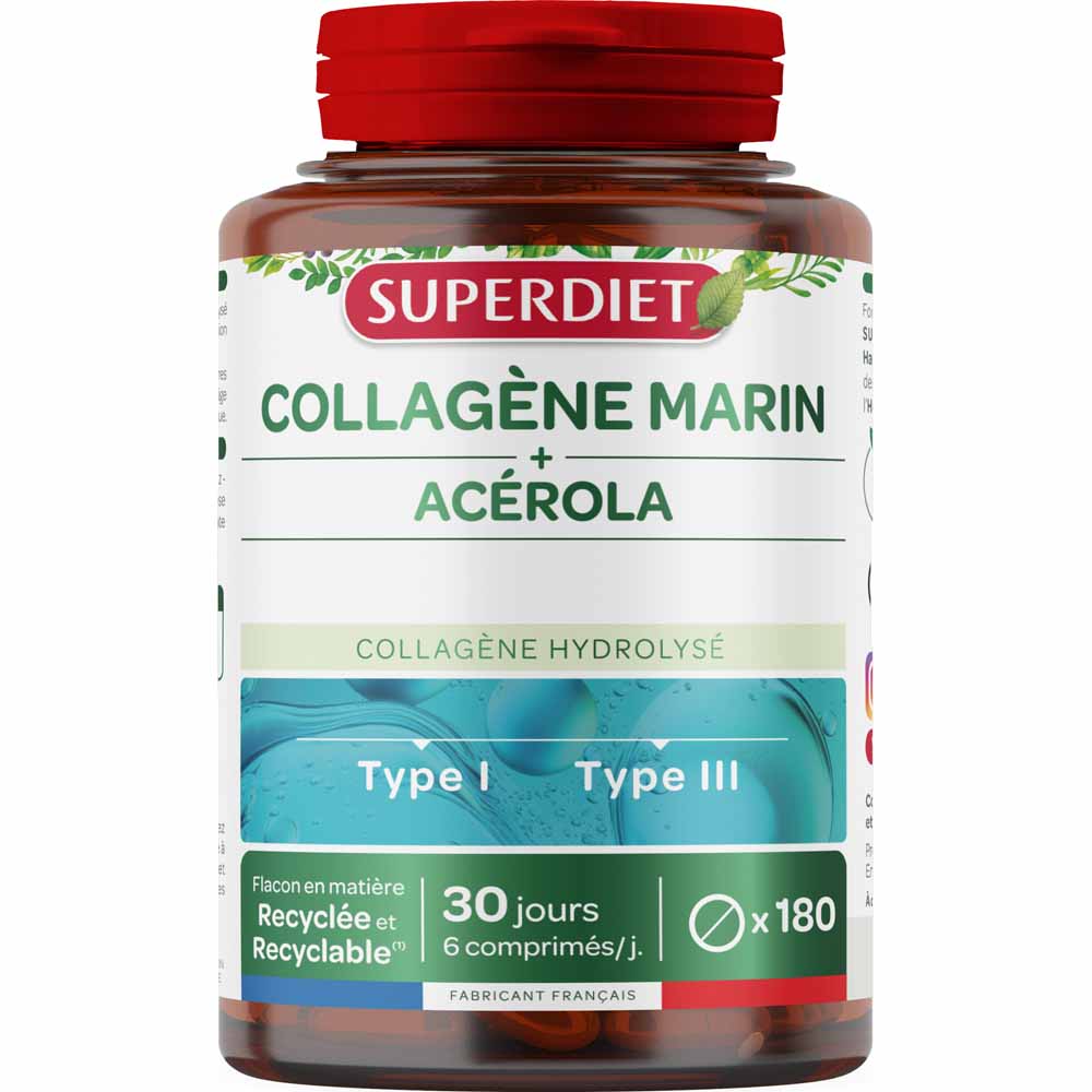 Superdiet Collagène Marin + Vitamine C 180 Comprimés