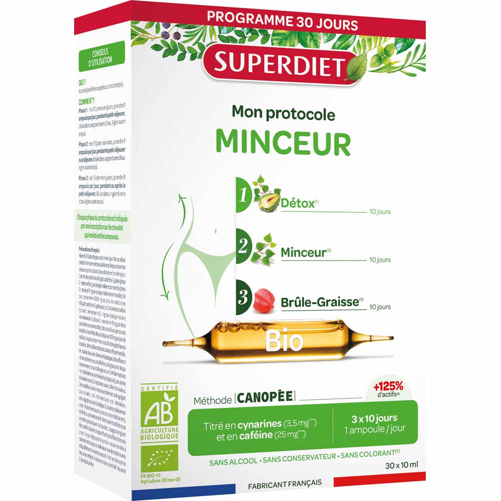 Superdiet Mon Protocole Minceur Bio 30 Ampoules
