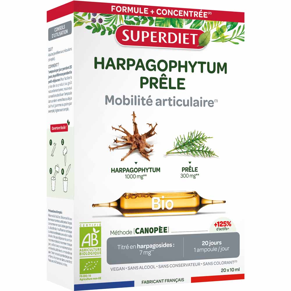 Superdiet Prele Harpagophytum Bio Articulations 20 Ampoules