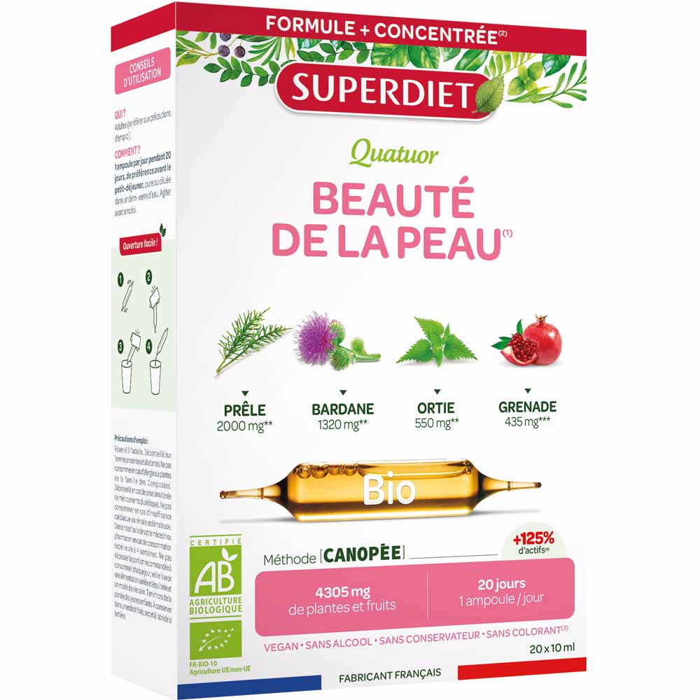 QUATUOR BARDANE BEAUTE DE LA PEAU BIO 20 AMPOULES SUPERDIET