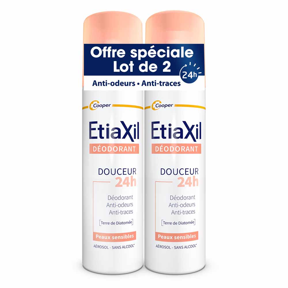 Etiaxil Déodorant Spray Douceur 24h Peaux Sensibles 2x150ml