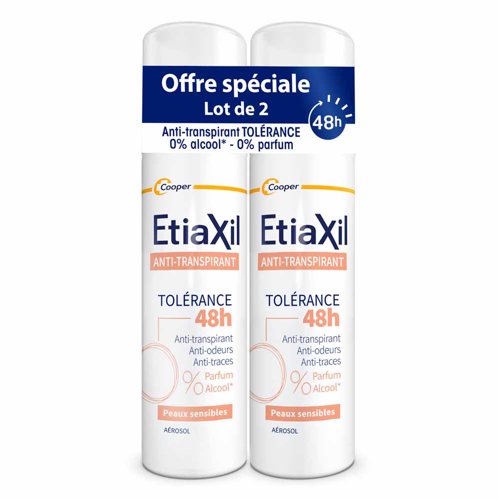 Etiaxil Anti-Transpirant Aérosol Tolérance 48h Peaux Sensibles 2x150ml