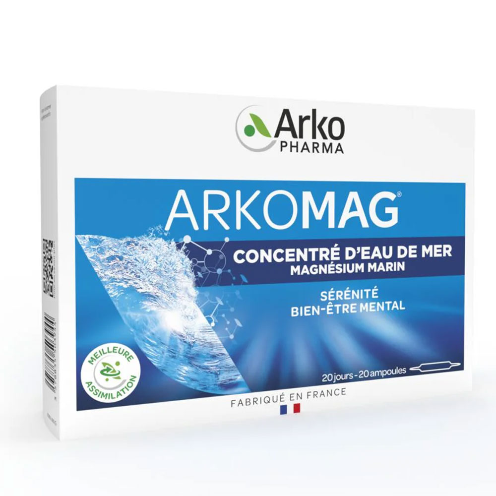 Arkopharma Arkomag Magnésium Marin et Vitamine B6 Concentré D'Eau De Mer 20 Ampoules