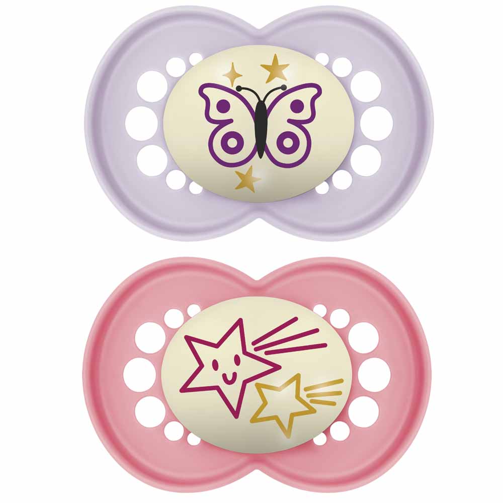 Sucettes Symetriques Phosphorescentes Silicone x2 18 Mois Et Plus Mam