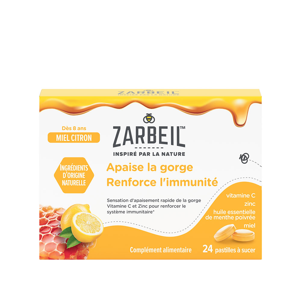 Zarbeil Pastilles Gorge & Immunité Miel Citron 24 pastilles