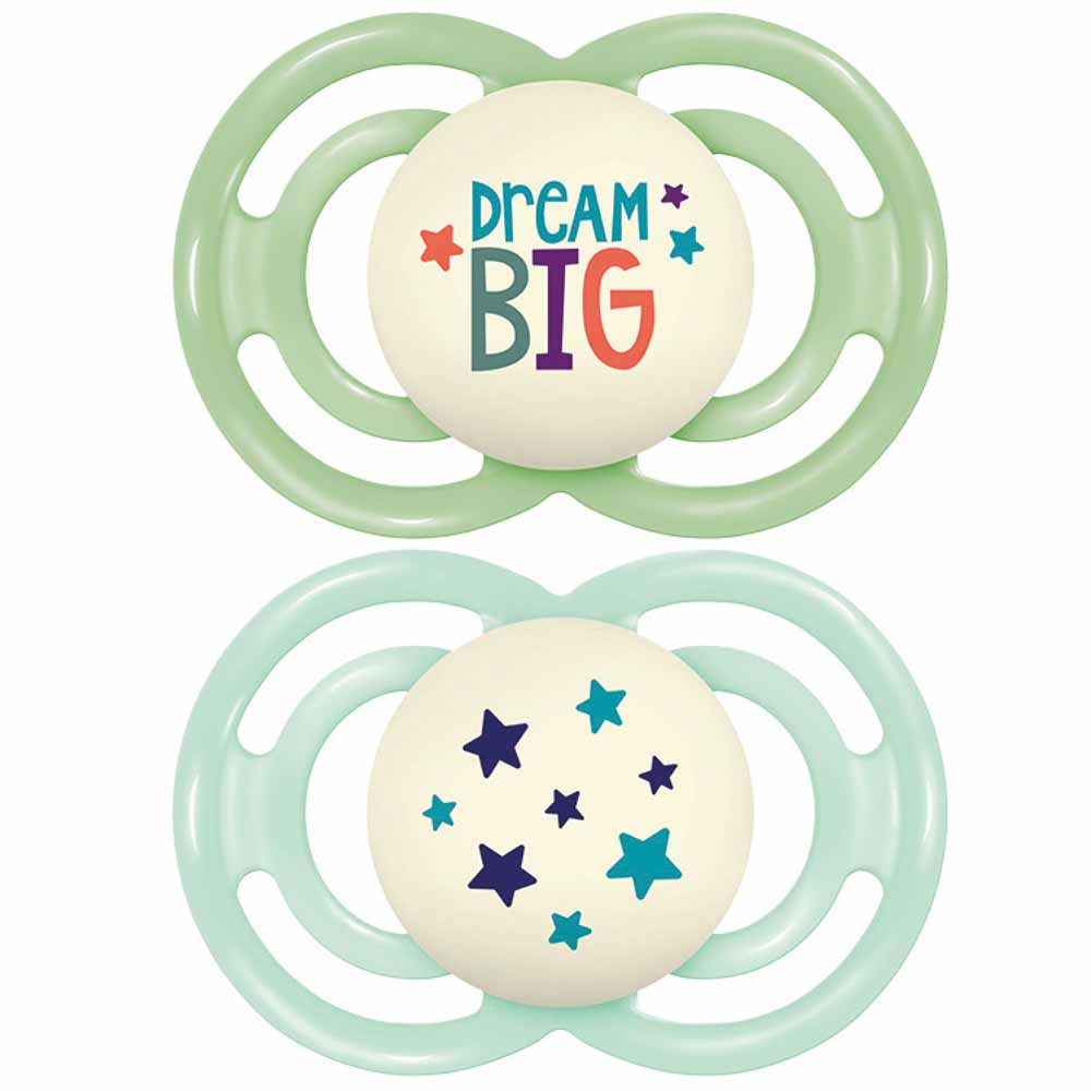 Mam Perfect Nuit Tendance Sucette Symétrique Phosphorescente 18 Mois et Plus x2
