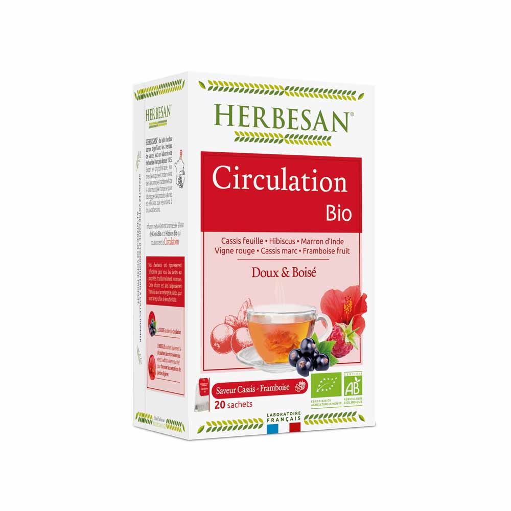 Infusion Hibiscus Cassis Circulation Bio 20 sachets Saveur Cassis Framboise