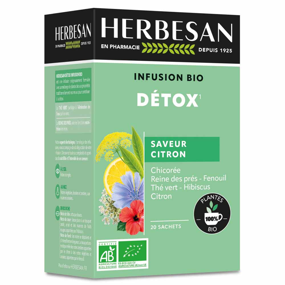 Herbesan Infusion Chicoree Detox Bio Saveur citron 20 sachets