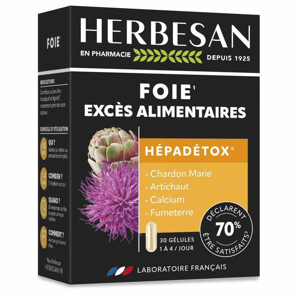 Herbesan Hépadetox Excès Alimentaire 30 gélules