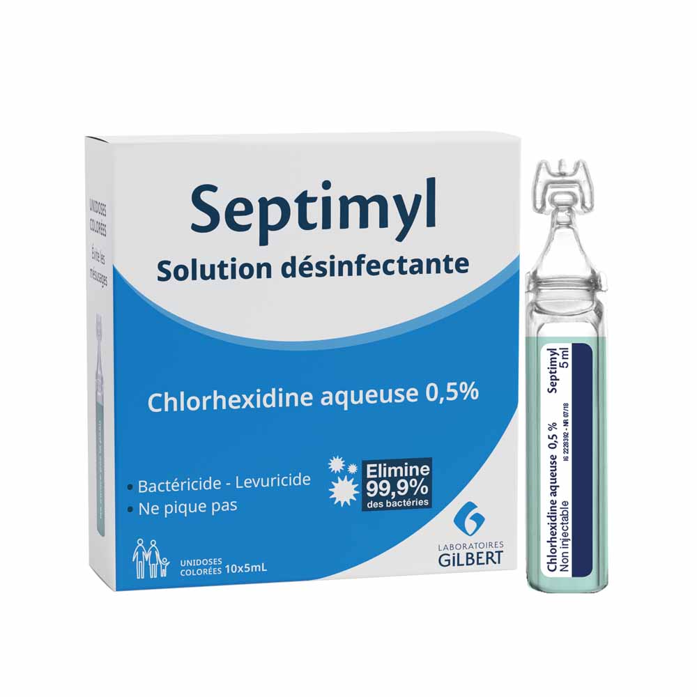 Gilbert Septimyl Solution Desinfectante Chlorhexidine 0.5% 10x5ml 100ml