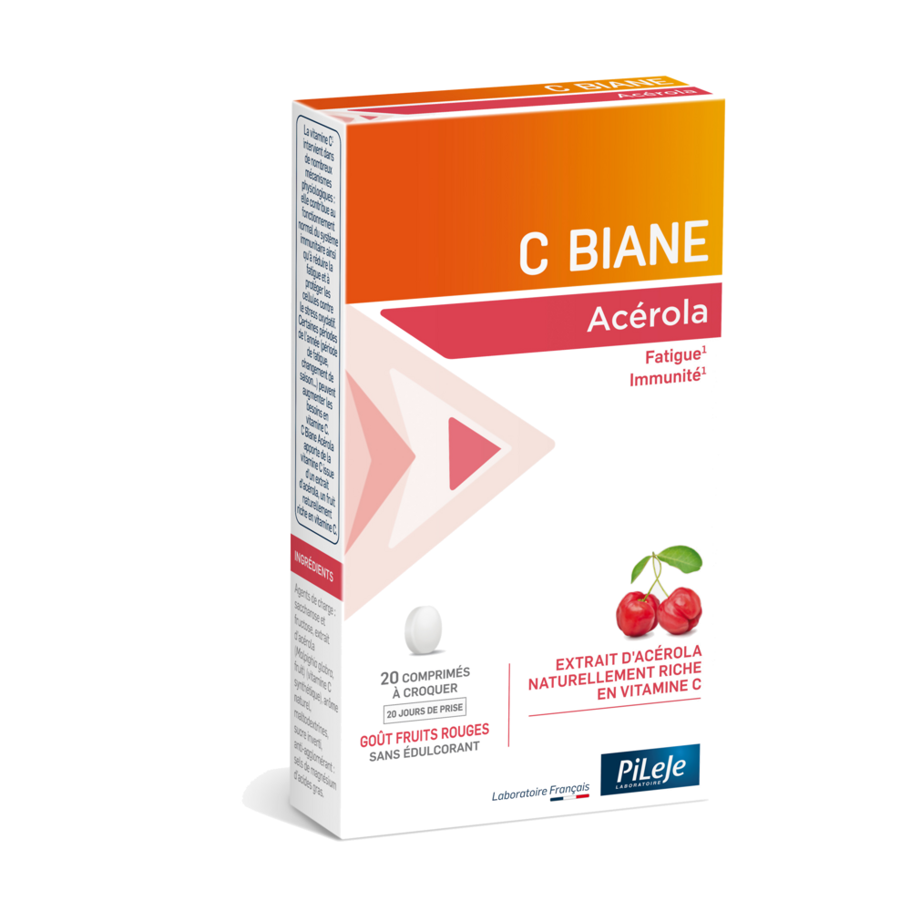 Pileje C Biane Acérola Goût Fruits Rouges 20 Comprimés à Croquer