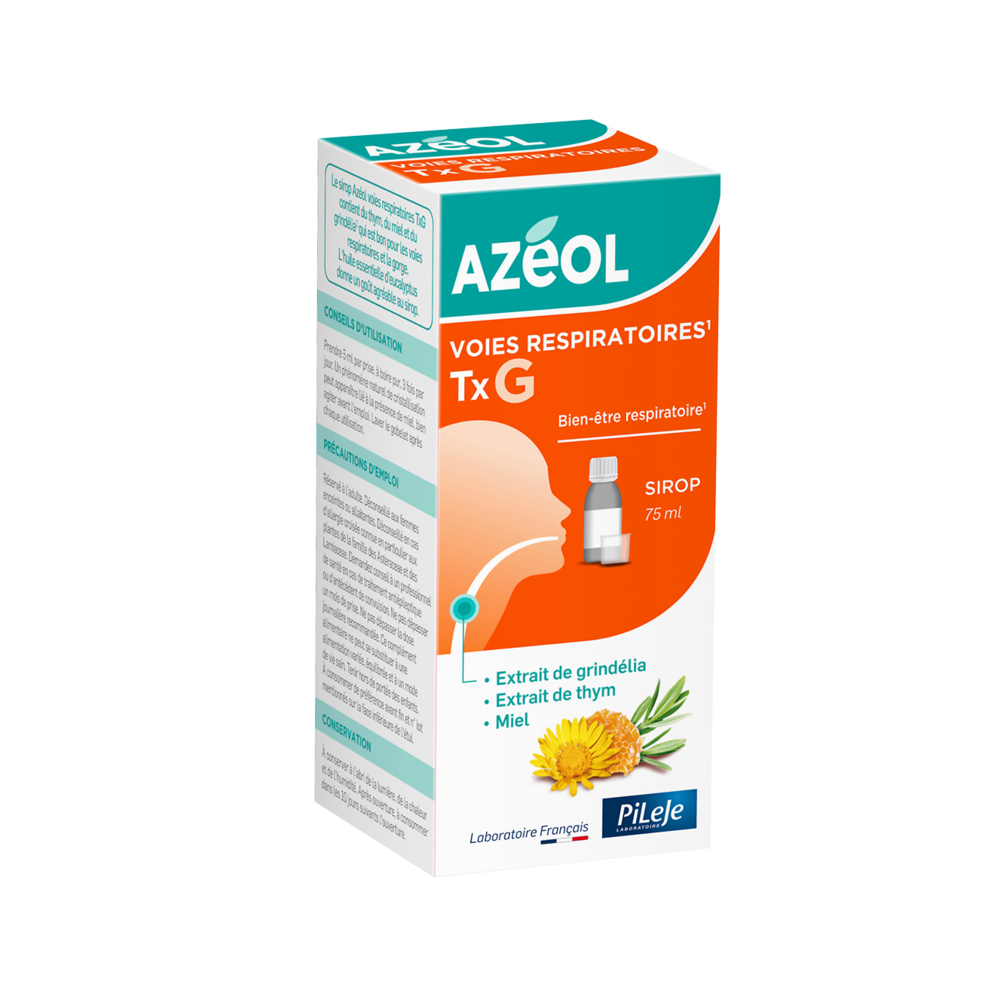 Pileje Azéol Toux Grasses Voies Respiratoires Bien-être Respiratoire Sirop 75 ml