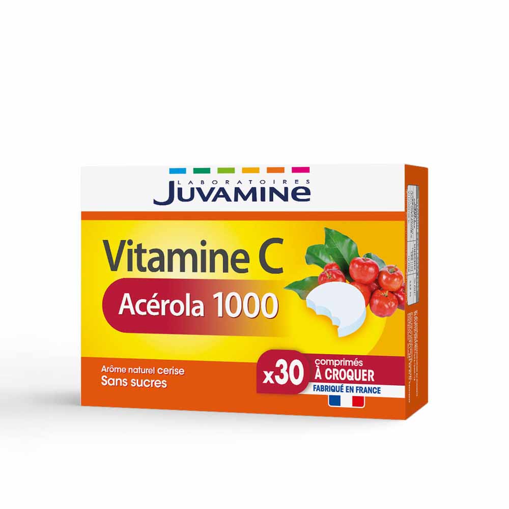 Juvamine Acérola 1000 Vitamine C Origine Végétale Goût Cerise 30 Comprimés À Croquer