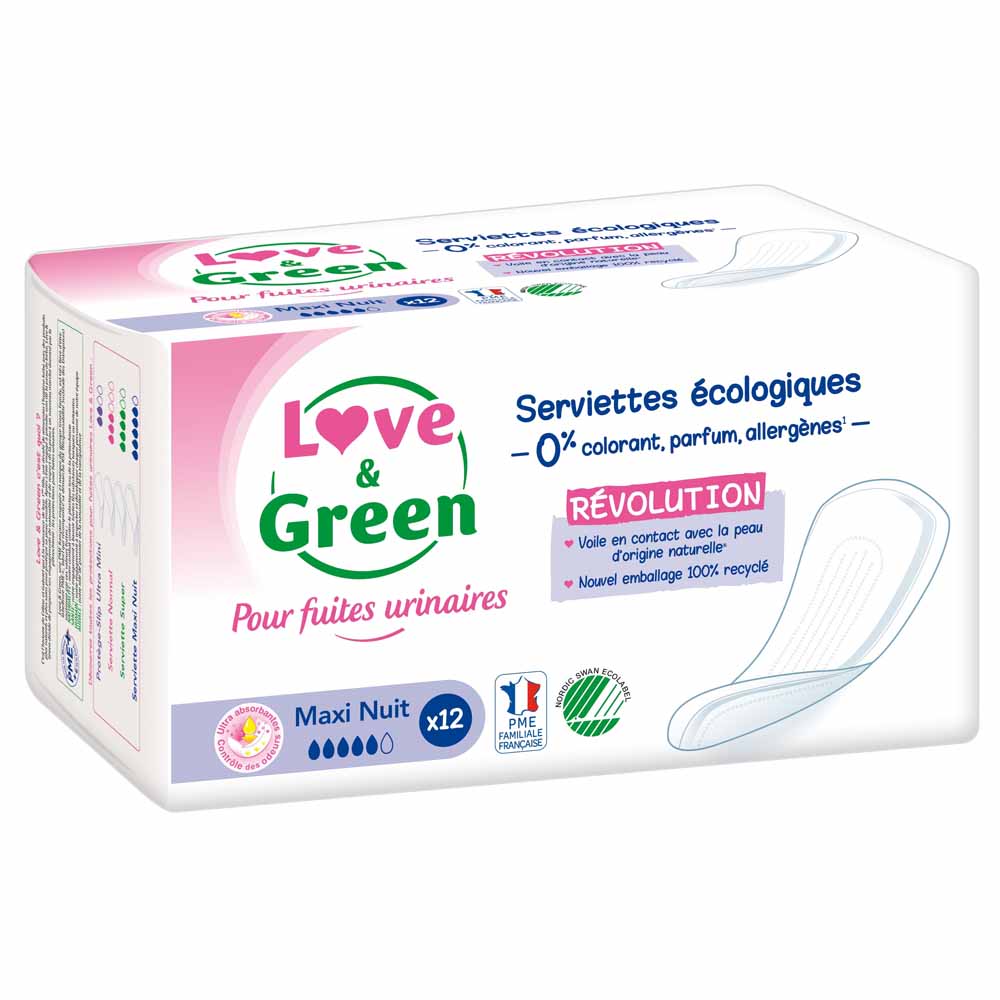 Love&Green Fuites Urinaires Nuit 12 Serviettes