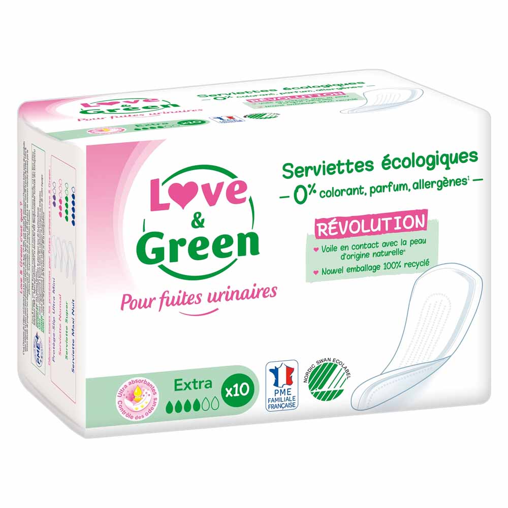 Love&Green Fuites Urinaires Extra 10 Serviettes