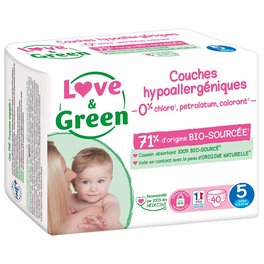 Taille 5 Junior 40 couches 11 à 25kg Love&Green