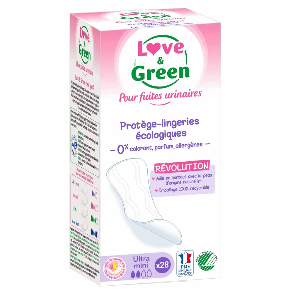 Love&Green Fuites Urinaires 28 Protege-slips Ultra-mini