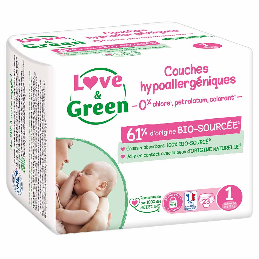 Love&Green Couches hypoallergeniques Taille 1 2 à 5kg x44