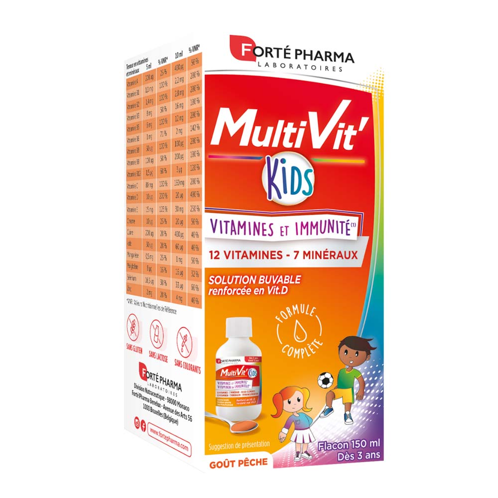 Forté Pharma MultiVit'4G Sirop Enfant Vitamines et Immunité Kids Vitamines et Vitalité 150ml