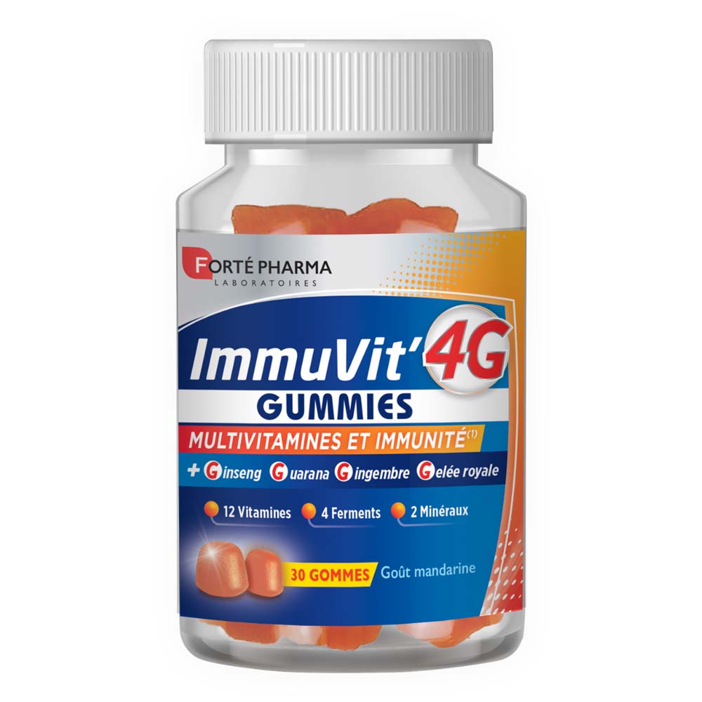 Forté Pharma ImmuVit'4G Multivitamines et immunité Goût Mandarine 30 Gummies