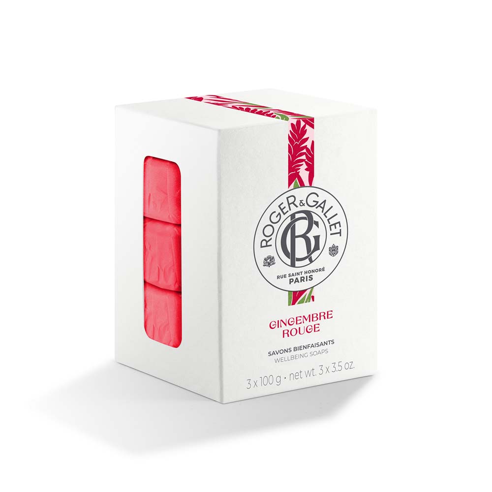 Roger & Gallet Gingembre Rouge Coffret Savon Bienfaisant Base Végétale 3x100g