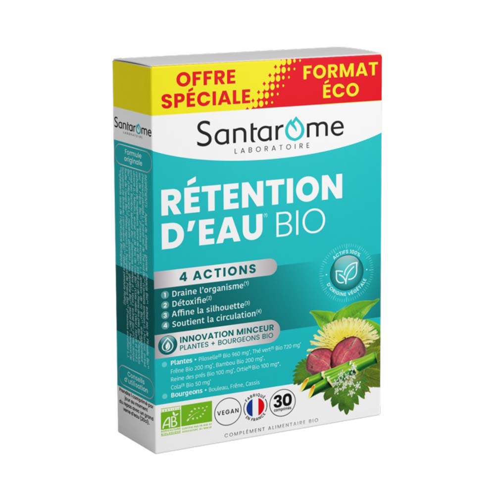 Santarome Rétention d'eau Bio Détox & Minceur 30 comprimés