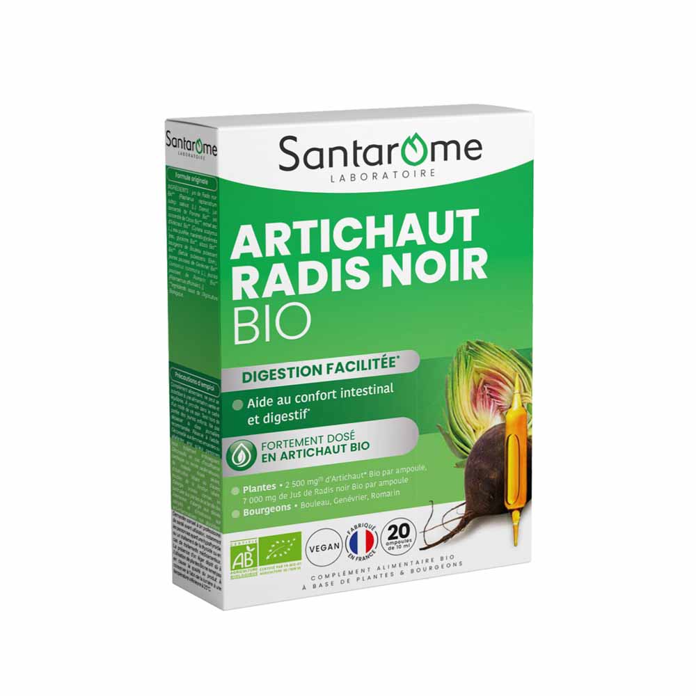 Santarome Artichaut Radis Noir Bio Facilite la digestion 20 ampoules