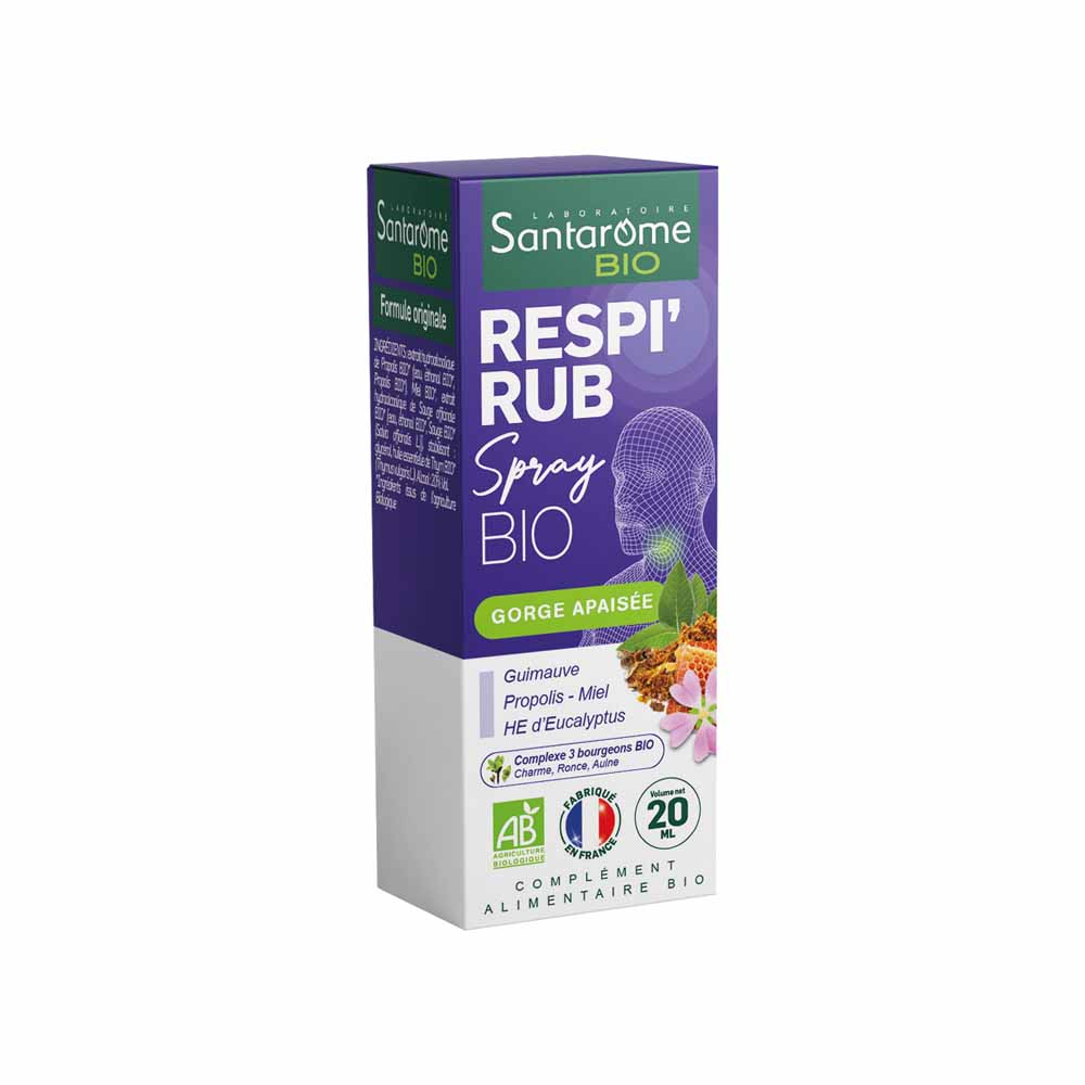 Santarome Spray Respi'Rub Bio Gorges irritées 20ml