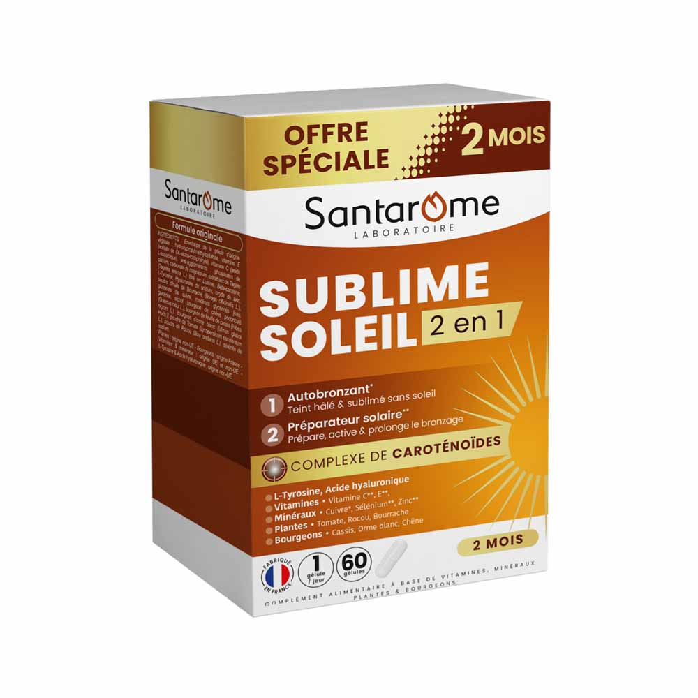Santarome Sublime Soleil 2en1 Autobronzant & Préparateur Solaire 60 gélules