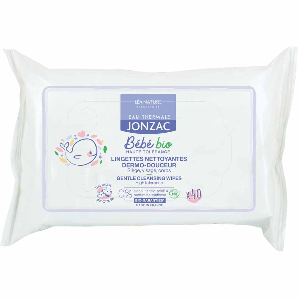 Eau thermale Jonzac Bébé Lingettes Nettoyantes Dermo Douceur Bio X40 Bebe 200g