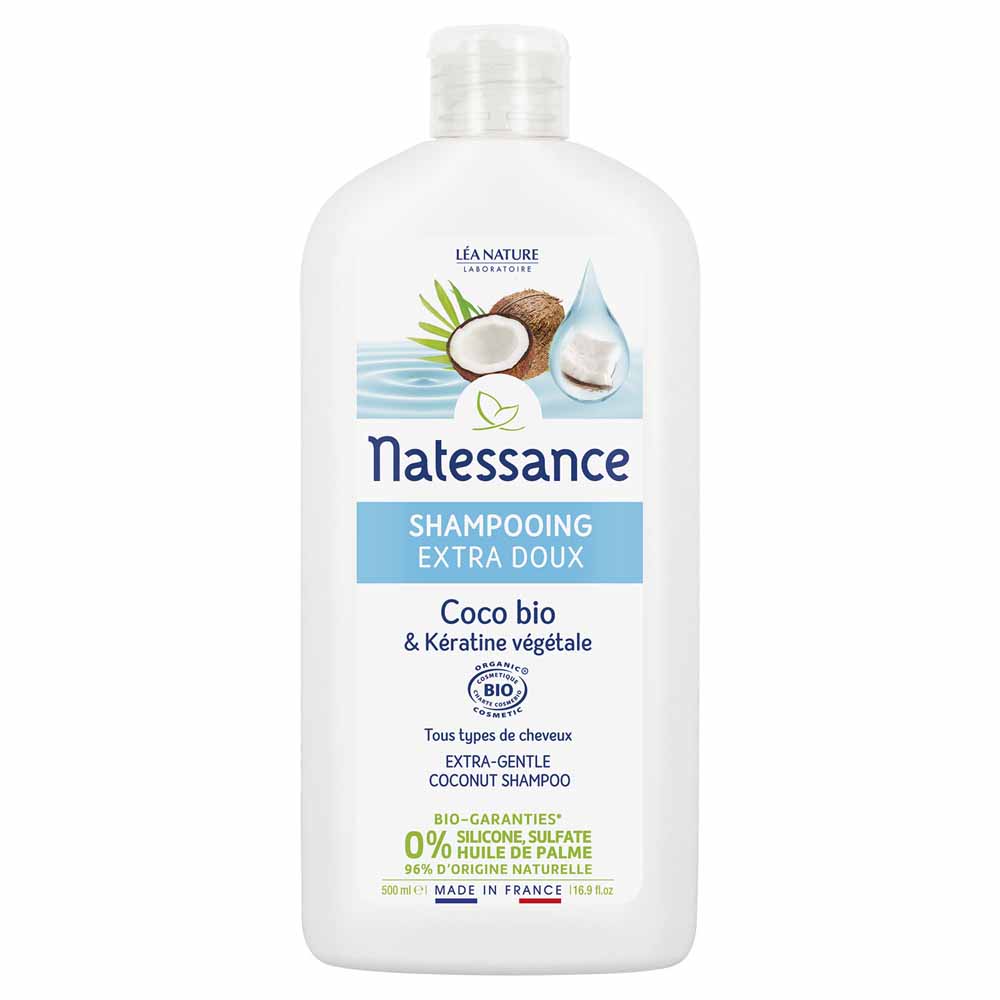 Natessance Capillaires Shampooing Extra Doux Bio Et Keratine Vegetale Bio 500ml