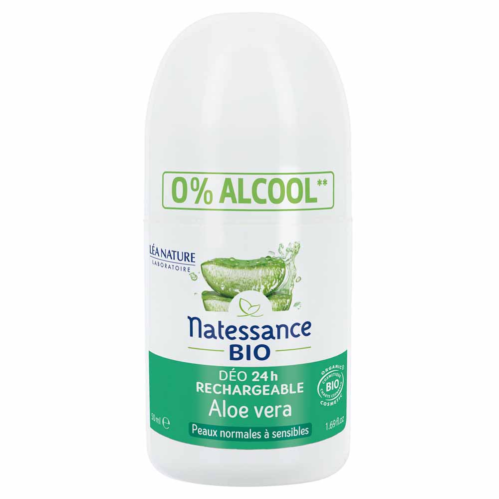 Natessance Déodorant rechargeable 24h Aloe Vera Bio Peaux normales à sensibles 50ml