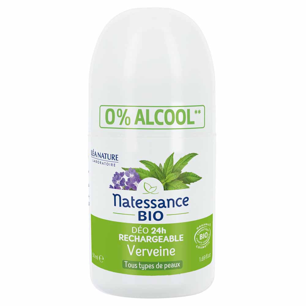 Natessance Déodorant rechargeable 24h Verveine Bio Tous types de peaux 50ml