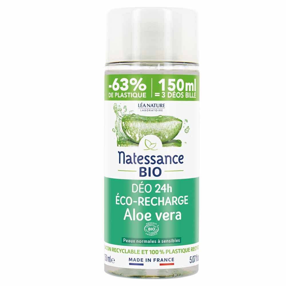 Natessance Eco recharge Déodorant 24h Aloe Vera Bio Peaux sensibles 150ml
