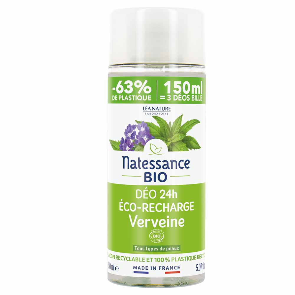 Natessance Eco Recharge Déodorant 24h Verveine Bio Tous types de peaux 150ml