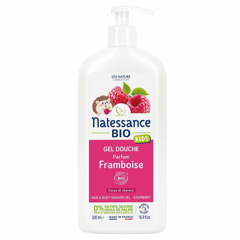 Natessance Kids Gel Douche Corps Et Cheveux Framboise Bio Sans Sulfate 500ml
