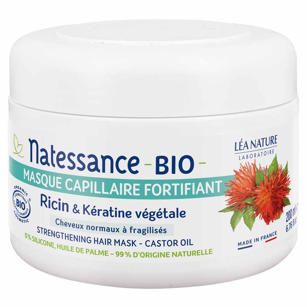 Natessance Capillaires Masque capillaire fortifiant - Ricin Bio & Kératine végétale 200ml