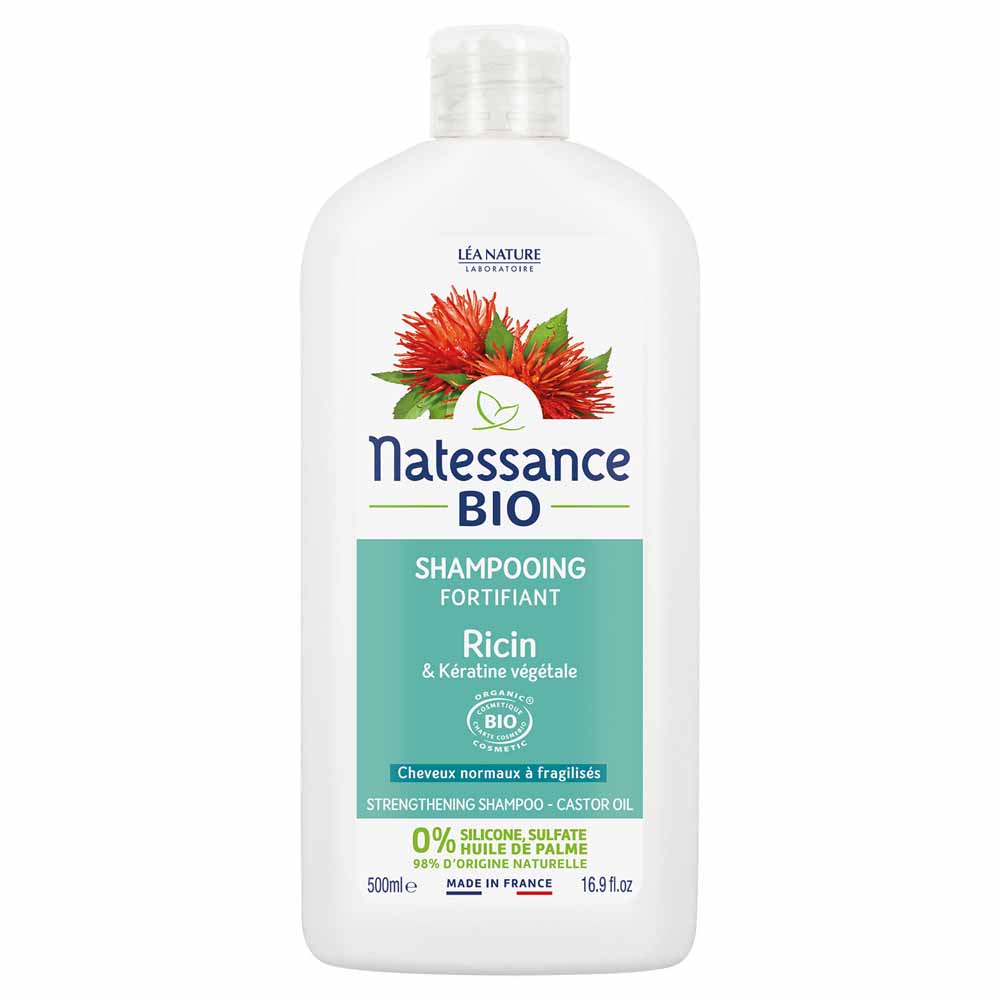 Natessance Capillaires Shampooing Fortifiant Huile de Ricin et Keratine Bio 500ml