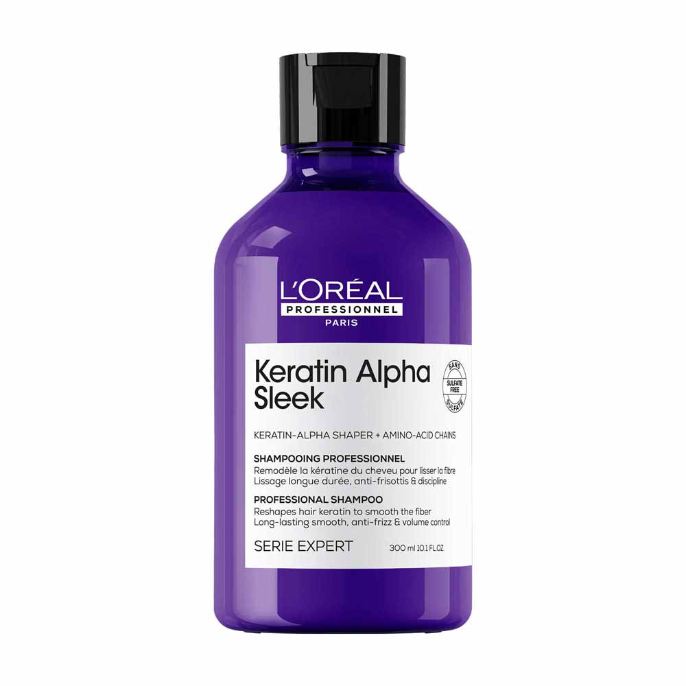 L'Oréal Professionnel Serie Expert Keratin Alpha Sleek Shampoing à la Kératine Cheveux Sujets aux Frisottis et Indisciplinés 300ml
