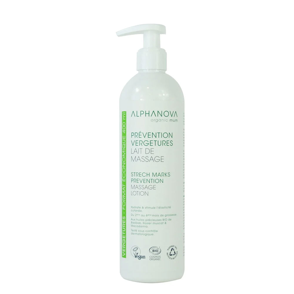 Alphanova Organic Mum Prévention Vergetures Lait De Massage Bio 400 ml
